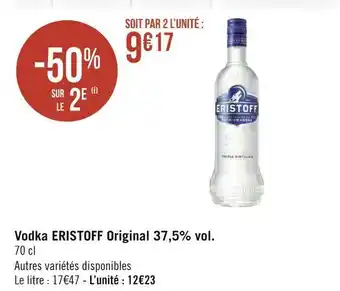Géant Casino Eristoff vodka  original 37,5% vol. offre