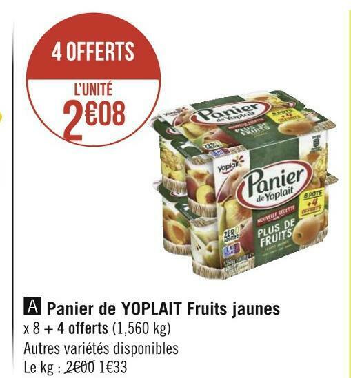 Promo Yoplait panier de yoplait fruits jaunes chez Géant Casino