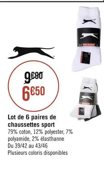 Géant Casino Lot de 6 paires de chaussettes sport offre