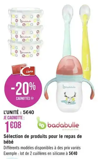 Géant Casino Badabulle sélection de produits pour le repas de bébé offre