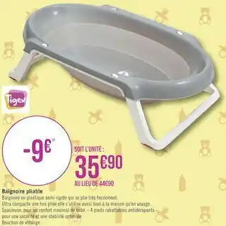 Géant Casino Tigex baignoire pliable offre