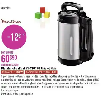 Moulinex blender chauffant yy4301fg gris et noir