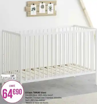 Géant Casino Tanuka lit bois tanuki blanc offre
