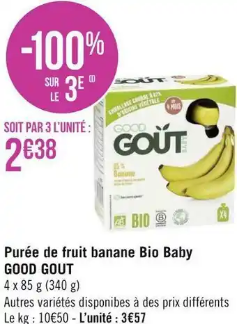 Géant Casino Good gout purée de fruit banane bio baby offre