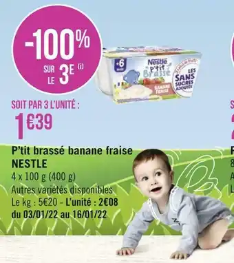 Nestle p’tit brassé banane fraise