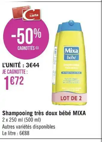 Géant Casino Mixa shampooing très doux bébé offre