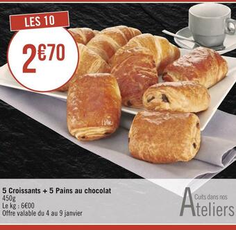 Géant Casino 5 croissants + 5 pains au chocolat offre