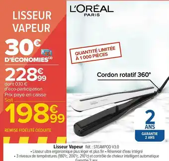 Carrefour L'oreal lisseur vapeur offre