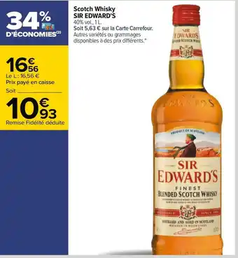 Carrefour Sir edward's scotch whisky offre