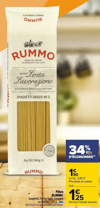 Carrefour Rummo pâtes offre