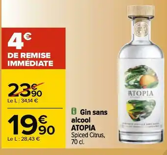 Carrefour Atopia gin sans alcool offre