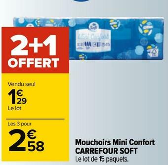 Carrefour Carrefour soft mouchoirs mini confort offre