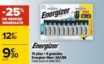 Energizer 10 piles + 4 gratuites energizer max+ aa/lr6