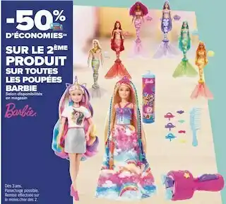 Carrefour Barbie bon plan sur toutes les poupées de la marque barbie offre