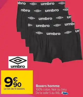 Carrefour Umbro boxers homme offre