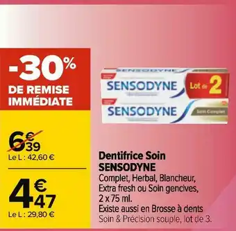 Carrefour Sensodyne dentifrice soin offre