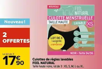 Carrefour Feel natural culottes de règles lavables offre