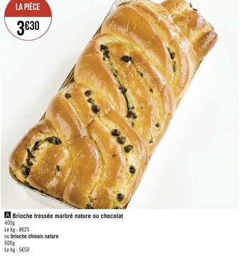 Géant Casino Brioche tressée marbré nature ou chocolat offre