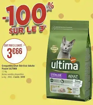 Géant Casino Ultima croquettes chat stérilisé adulte poulet offre