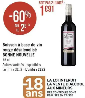 Géant Casino Bonne nouvelle boisson à base de vin rouge désalcoolisé offre