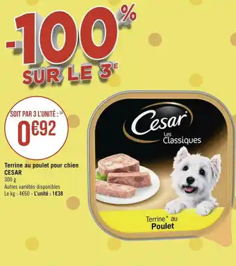 Géant Casino Cesar terrine au poulet pour chien offre