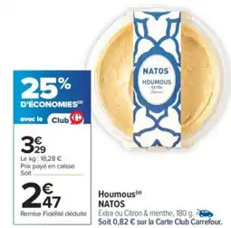 Carrefour Market NATOS Houmous offre