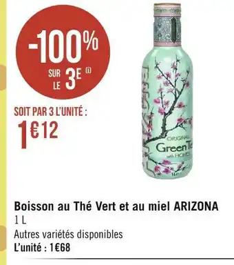 Géant Casino Arizona boisson au thé vert et au miel offre