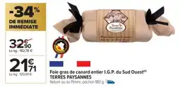 Carrefour Market TERRES PAYSANNES Foie gras de canard entier I.G.P. du Sud Ouest offre