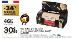 Carrefour Market LABEYRIE Bloc de foie gras de canard avec morceaux I.G.P. du Sud Ouest offre