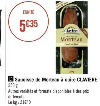 Géant Casino Saucisse de morteau à cuire offre