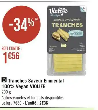 Géant Casino Violife tranches saveur emmental 100% vegan offre