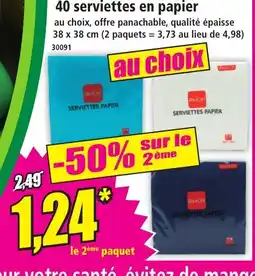 Norma 40 serviettes en papier offre
