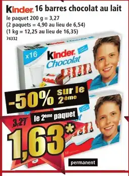 Norma KINDER 16 barres chocolat au lait offre
