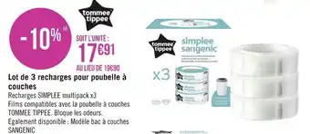 Lot de 3 recharges pour poubelle à couches