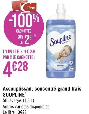 Géant Casino Soupline assouplissant concentré grand frais* offre