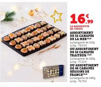 Assortiment de 32 canapés de la mer