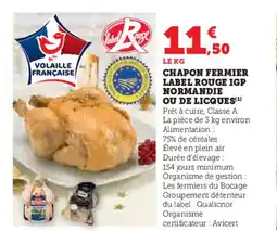 U Express Chapon fermier label rouge igp normandie ou de licques offre