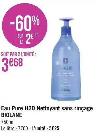Géant Casino Biolane eau pure h2o nettoyant sans rinçage offre