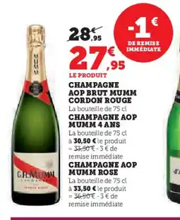 U Express Champagne aop mumm rose cordon rouge offre
