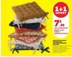 Hyper U Galette de chaise velours uni ou coton imprimé offre