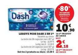 Hyper U DASH Lessive pods 2 en 1 offre