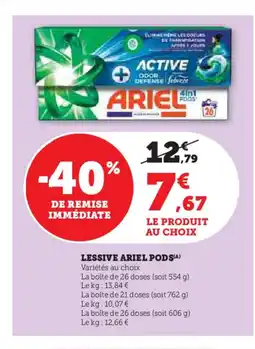 Hyper U ARIEL Lessive pods offre