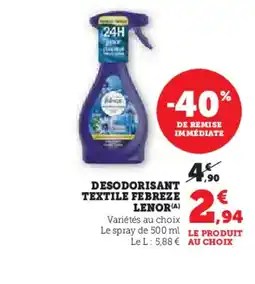 Hyper U LENOR Desodorisant textile febreze offre