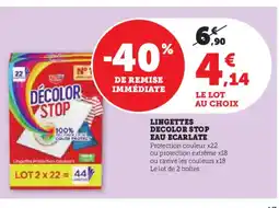 Hyper U Lingettes decolor stop eau ecarlate offre