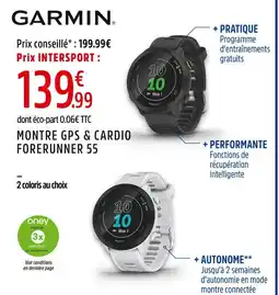 Intersport GARMIN Montre gps & cardio forerunner 55 offre