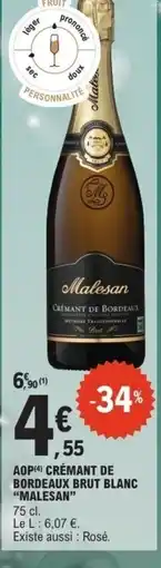 E.Leclerc MALESAN Aop crémant de bordeaux brut blanc offre