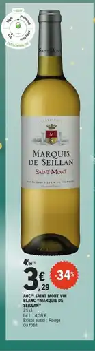 E.Leclerc MARQUIS DE SEILLAN Aoc saint mont vin blanc offre