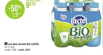 Géant Casino Lactel lait demi écrémé bio offre