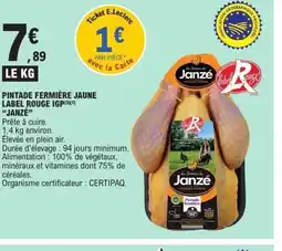 E.Leclerc JANZÉ Pintade fermière jaune label rouge igp offre