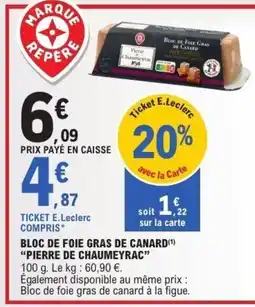 E.Leclerc PIERRE DE CHAUMEYRAC Bloc de foie gras de canard offre